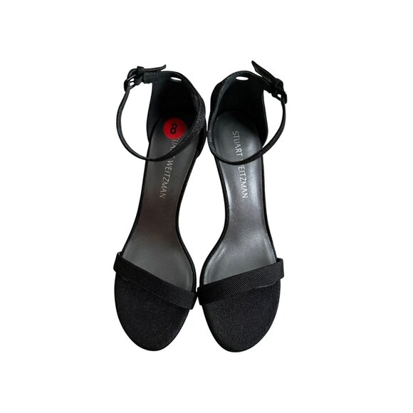 STUART WEITZMAN Black Leather Ankle Strap Sandals Heels Size 8 NEW NWOB - Picture 2 of 8